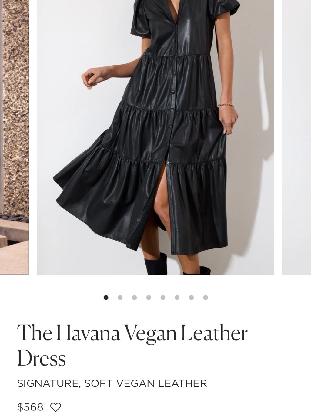 Brochu Walker Black Vegan Leather Tiered Midi Dress